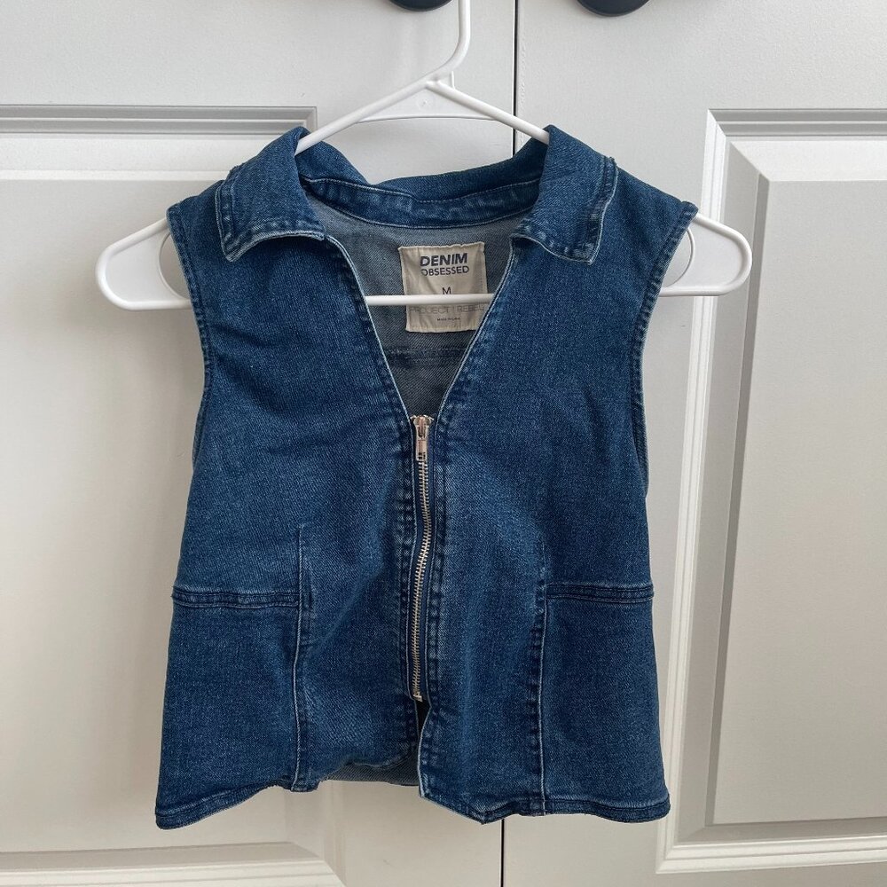 Denim obsessed cropped jean vest